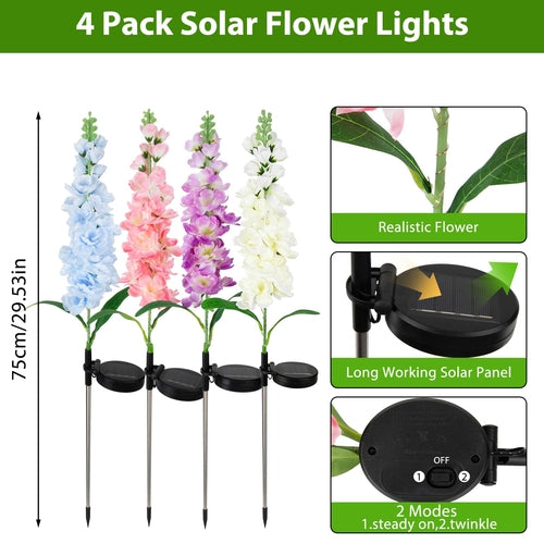 Solar Flower Lights Outdoor Waterproof 4 pieces