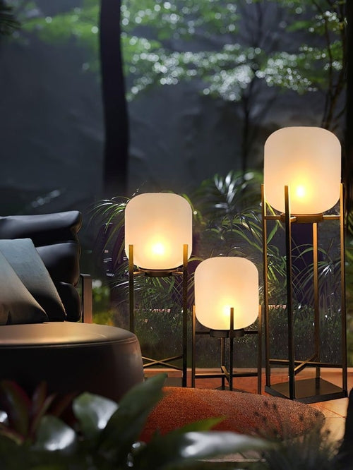 Elegant Modern Floor Lamps with Frosted Oval Glass Shades – Ambient