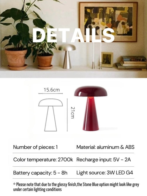 Modern Mushroom Dimmable Portable Led Table Lamp